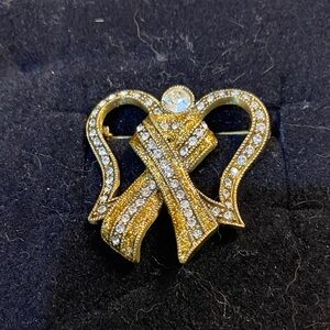 Heidi Daus Gold and Silver Crystal Brooch